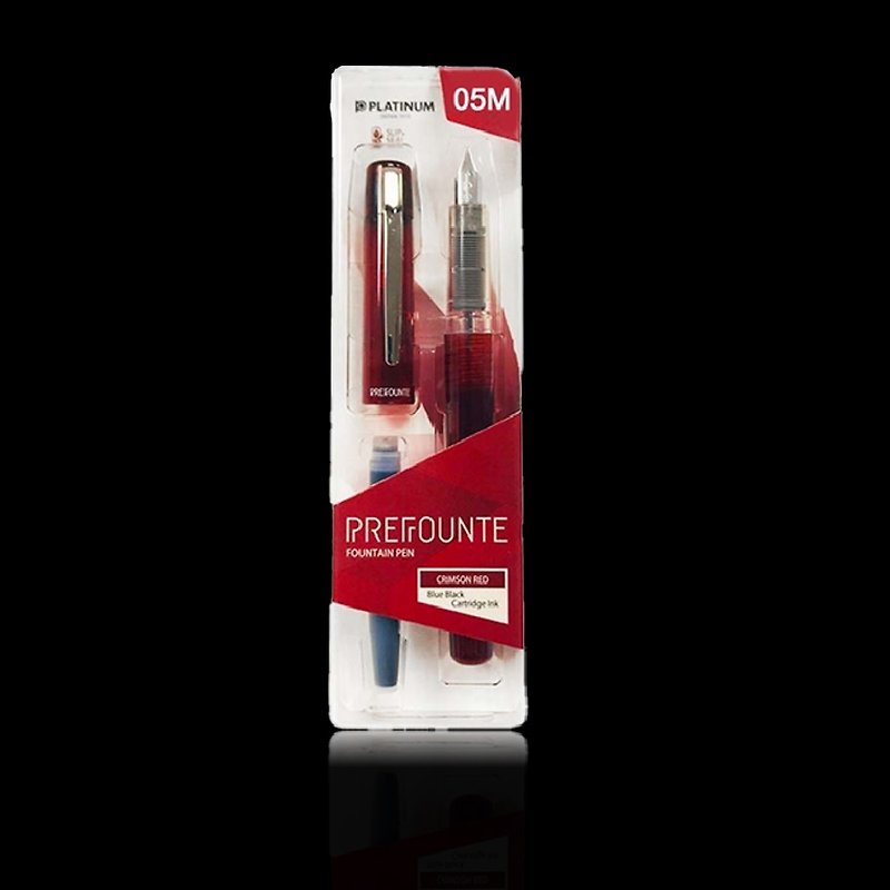 PLATINUM platinum PREFOUNTE fountain pen red F tip - Fountain Pens - Other Materials Red