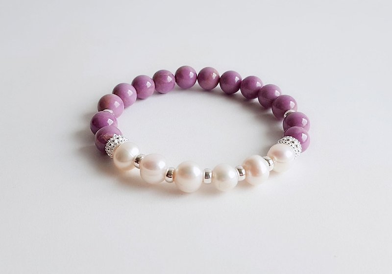 Natural Ore Violet Freshwater Pearl 925 Sterling Silver ‧ Bracelet - Bracelets - Gemstone Purple