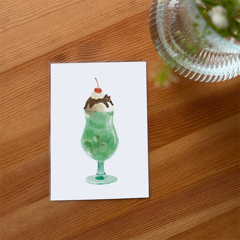 Ice Cream Melon Soda Postcard - Cards & Postcards - Paper Green