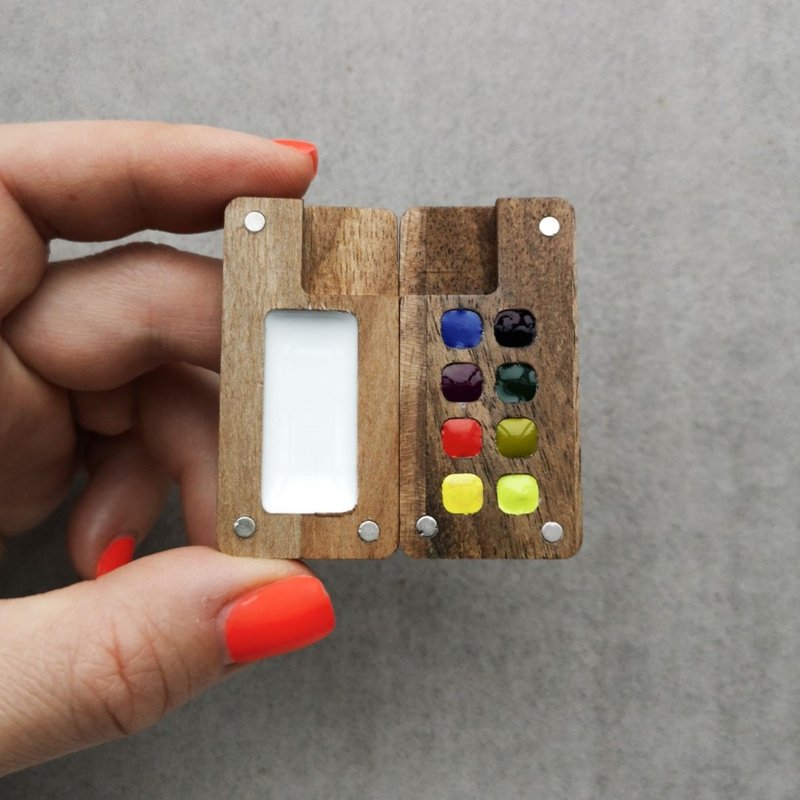 Only Wooden watercolor palette for painting - 其他 - 木頭 咖啡色