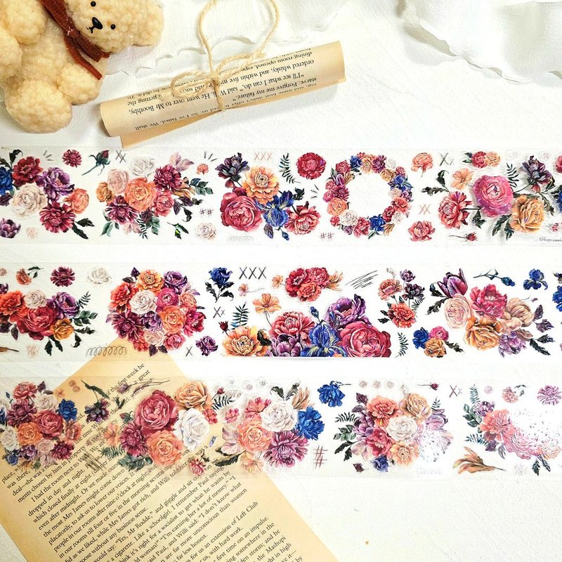 Full Roll_Kiss-Cut Masking Tape_LOPO Dark Garden Iridescent Kiss-Cut Masking Tap - 紙膠帶/和紙/PET - 其他材質 