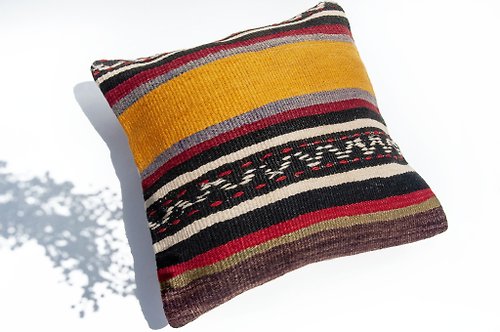 omhandmade 土耳其地毯抱枕套 羊毛抱枕套 kilim圖騰地毯枕頭套-中東伊朗風格