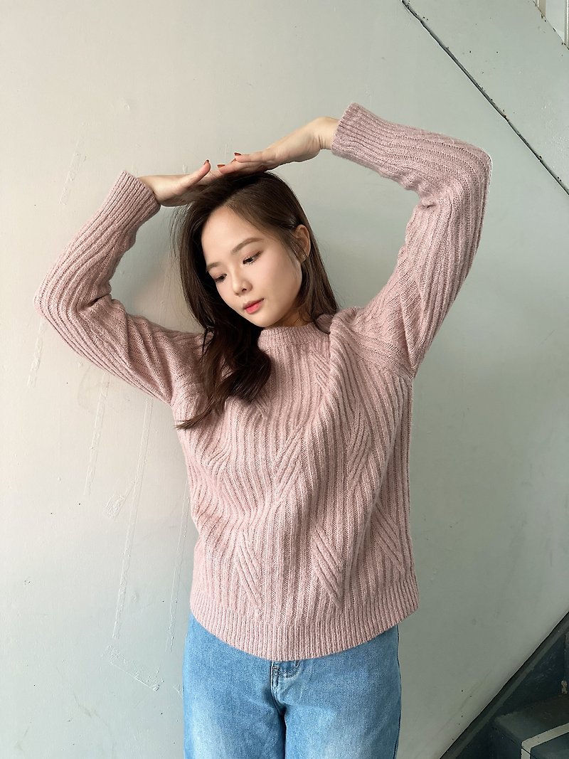Venus Simple Knitwear (Pink)-Made in Taiwan-Knitwear-Sweater - Women's Sweaters - Polyester Pink