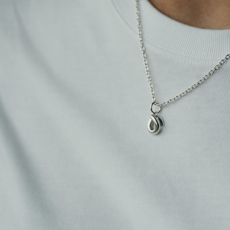 Sleek feel【DOUBLE】999 sterling silver_necklace Silver clay - สร้อยคอ - เงินแท้ สีเงิน