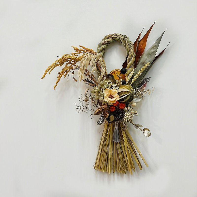 Japanese natural style note with rope New Year's blessing and joy of welcoming the Spring Festival with carrying bag - Dried Flowers & Bouquets - Plants & Flowers Green