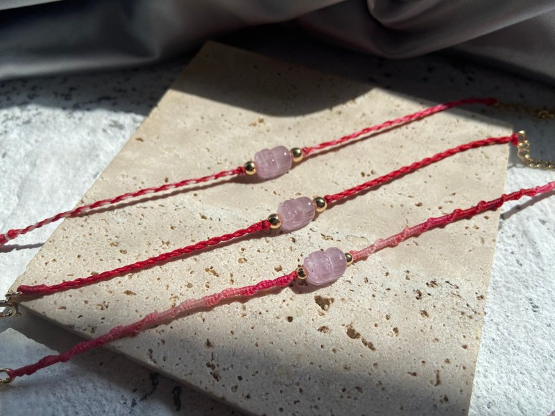 Kunzite Pixiu Red Bracelet Nine Purple is a must-have good luck color in the Year of Fire - สร้อยข้อมือ - คริสตัล สีแดง