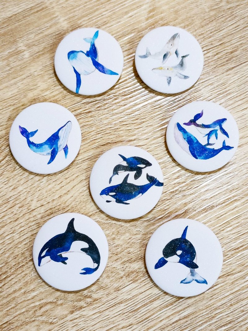 Blue Whale (Grey Whale)/Killer Whale (Killer Whale)/Sperm Whale/Whale Shark (Tofu Shark) Flash Film Pin - Badges & Pins - Other Materials Blue