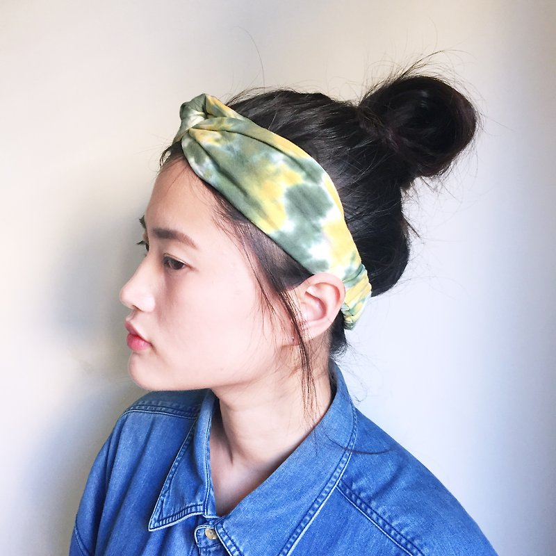 Tie dye/handmade/Headband/Elastic band :Leaf: - Hair Accessories - Cotton & Hemp Yellow