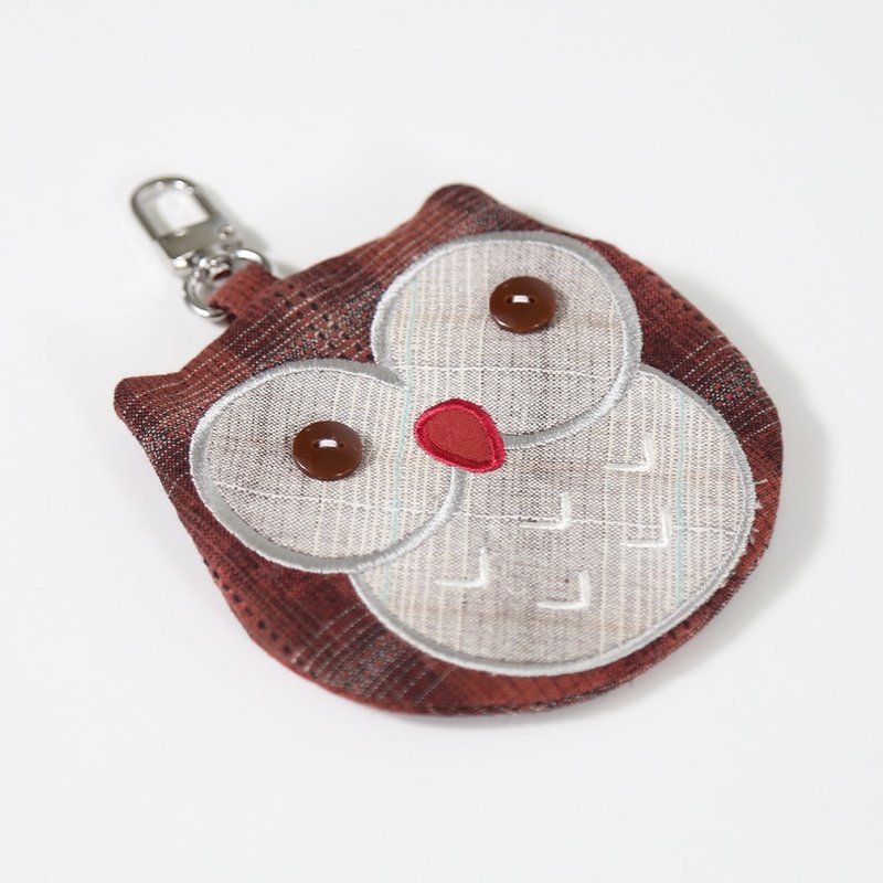 Owl first dyed cloth pendant coin purse [820533735] - Wallets - Cotton & Hemp Red