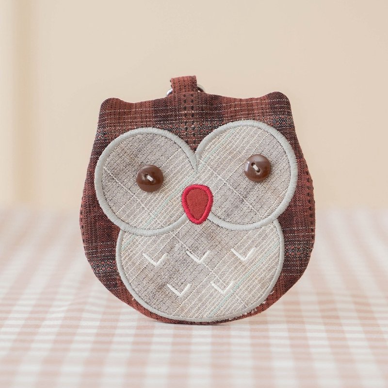 Owl first dyed cloth pendant coin purse [820533735] - Wallets - Cotton & Hemp Red