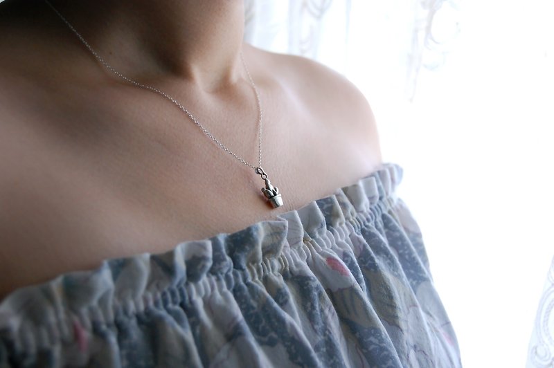 Mini Cactus-Succulent Silver Necklace - Necklaces - Sterling Silver 