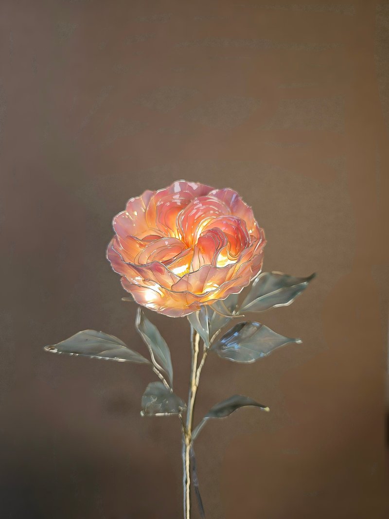 【誕生花燈】9月・英式玫瑰。小夜燈。生日禮物 - 燈具/燈飾 - 樹脂 