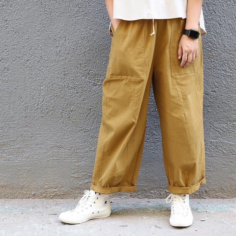 Homemade / pedicure pants - mud yellow - Women's Pants - Cotton & Hemp Yellow