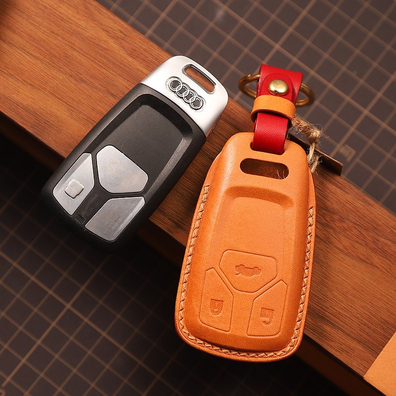 [Crazy Craftsman] Creative Gift Pure Handmade Custom Imported Leather Car Key Case For Audi - ที่ห้อยกุญแจ - หนังแท้ 