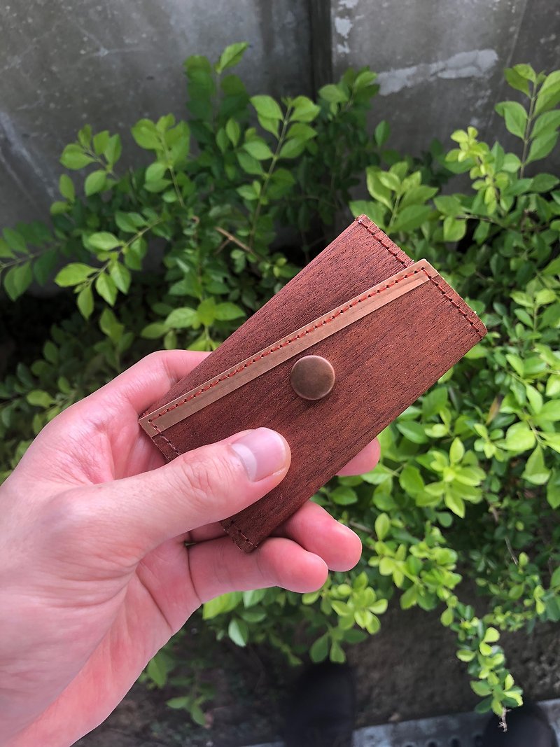 Business card holder / card holder_Selection of pure natural "Sapili wood" solid wood veneer_Pure copper metal use - ที่เก็บนามบัตร - ไม้ 