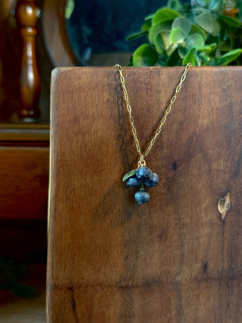 微甜藍莓果 不鏽鋼鏈條鍍金 項鍊 姿婷 TzuTing - 項鍊 - 陶 藍色