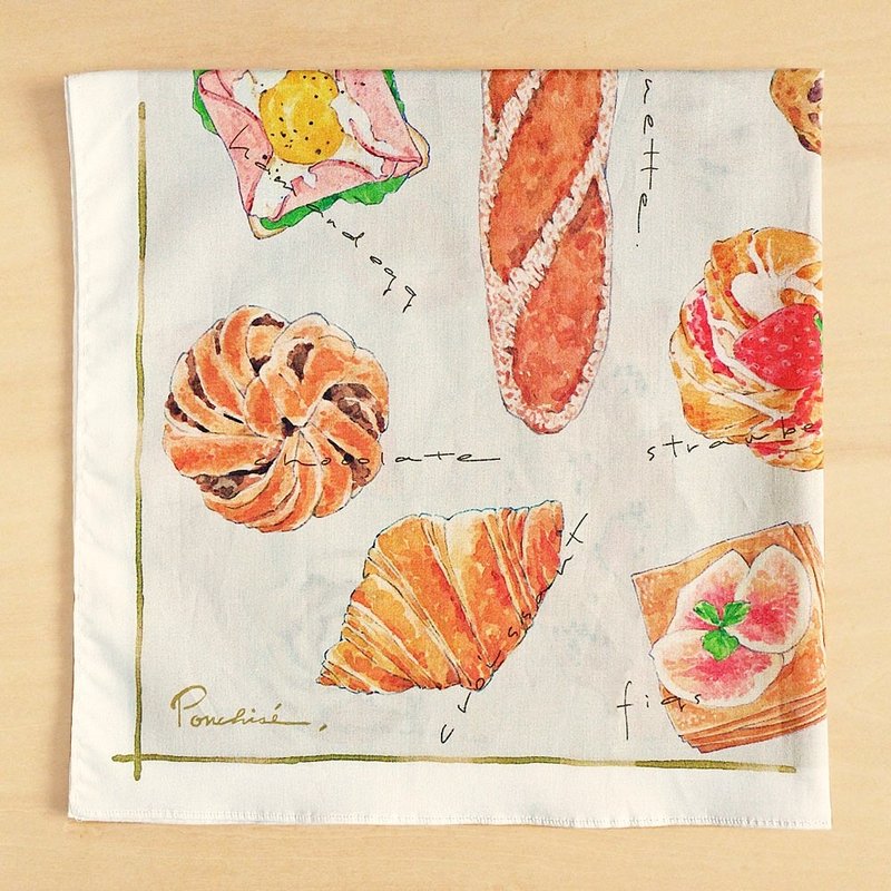 Pan handkerchief - cotton, slightly large - can also be used as a scarf - ผ้าเช็ดหน้า - ผ้าฝ้าย/ผ้าลินิน สีกากี