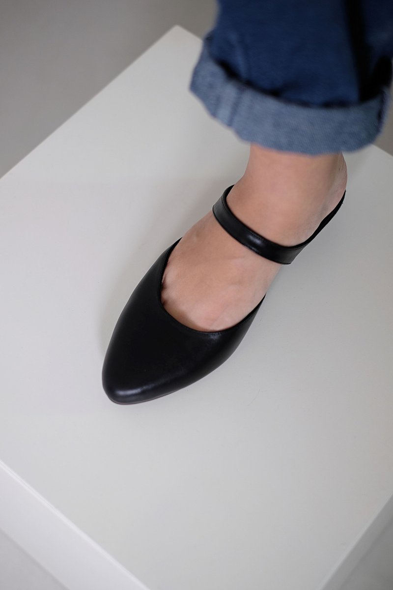 Bridge. (Black) Black Mules | WL - High Heels - Genuine Leather Black