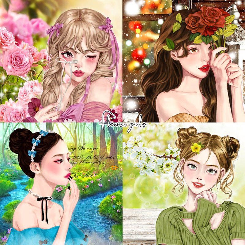 Flower Girls Series (2) - 貼紙 - 紙 多色