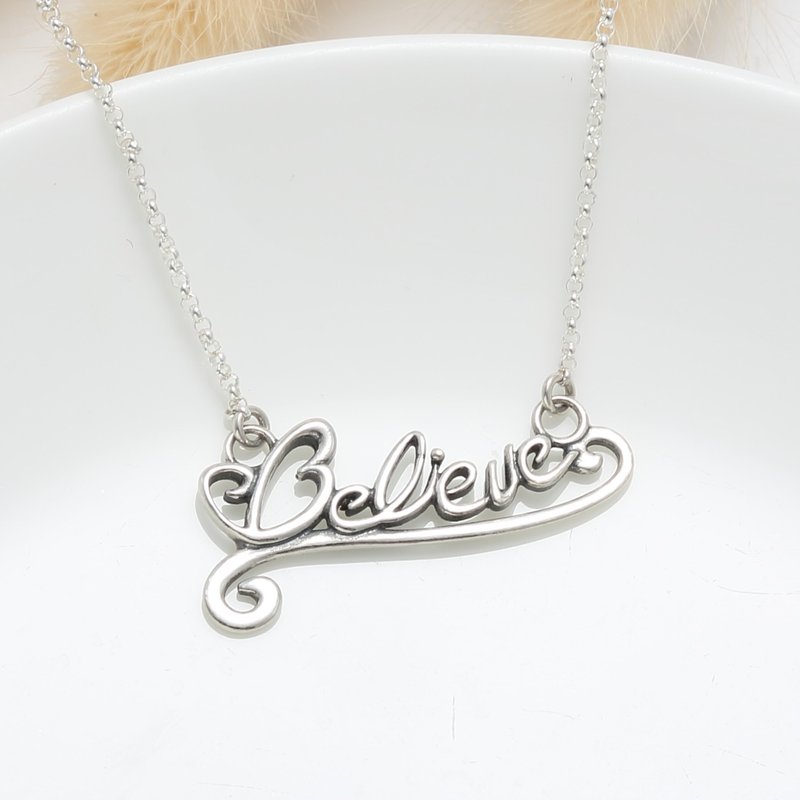 相信 希望 Believe s925 純銀 項鍊 畢業 生日 週年 情人節 禮物 - 項鍊 - 純銀 銀色