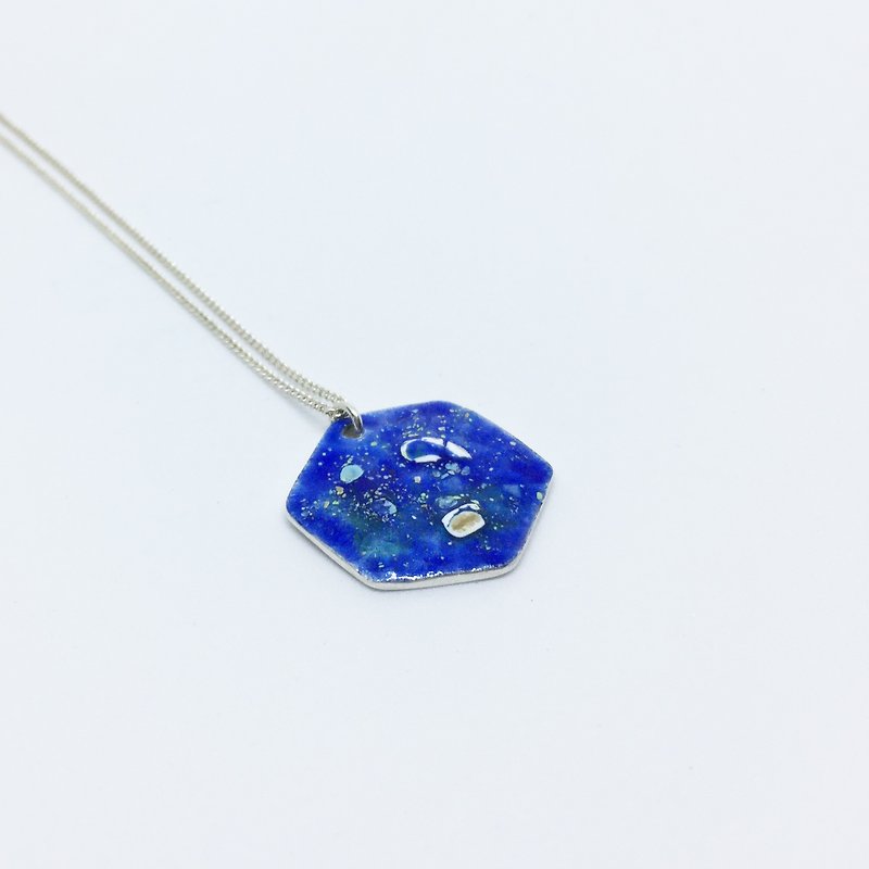 ► cosmic blue enamel silver chain 925 silver chain necklace ◄ enamel cosmic gift - Necklaces - Enamel Blue