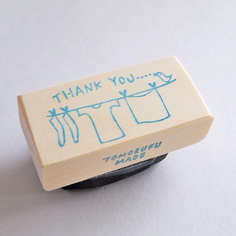 Eraser Hanko Thank You Laundry and Birds - Stamps & Stamp Pads - Wood Blue