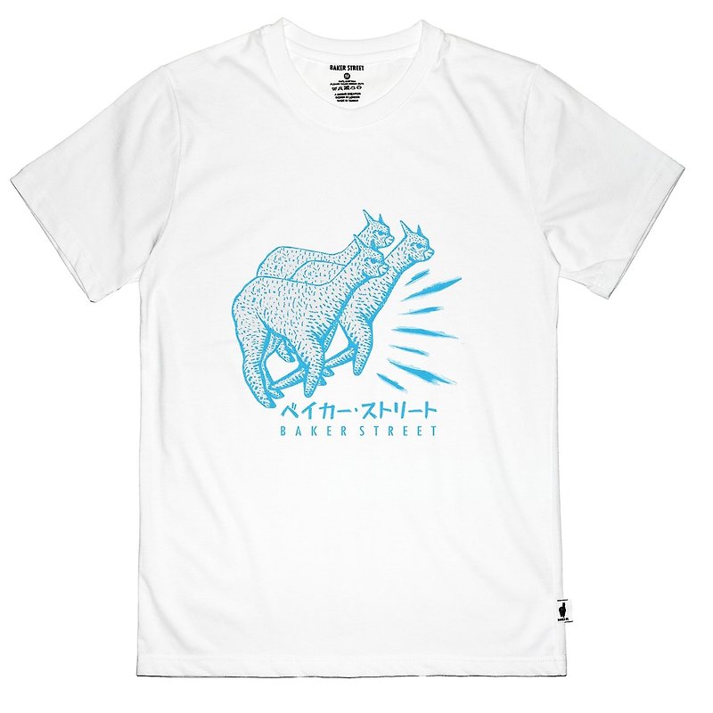 British Fashion Brand -Baker Street- Alpaca Racing Printed T-shirt - เสื้อยืดผู้ชาย - ผ้าฝ้าย/ผ้าลินิน 