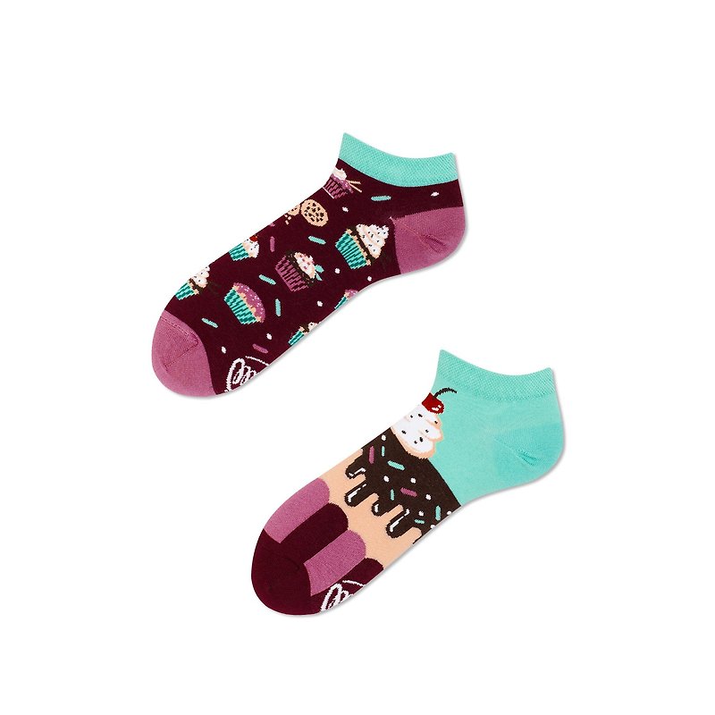 The Cupcake Mismatched Adult Low Sock - Socks - Cotton & Hemp Purple