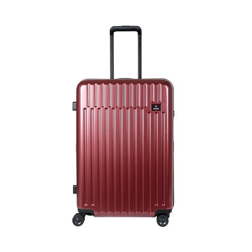 CROWN 皇冠行李箱 【CROWN】防盜拉鍊 26吋 行李箱 碳纖紋路 紅色