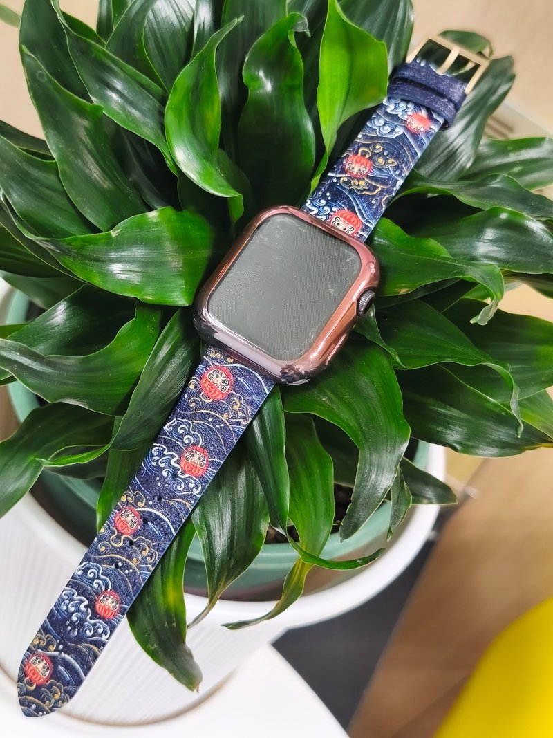 Jessenia Original Apple Watch 環保菠蘿皮錶帶 達摩圖案 - 錶帶 - 環保材質 藍色