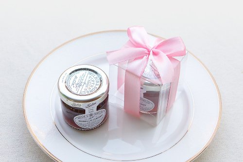 幸福朵朵 婚禮小物 花束禮物 甜蜜蜜 透明盒裝 英國Tiptree果醬小禮盒 (粉色緞帶)