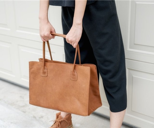 ◇イタリア産チョコレートブラウン牛革レザートートバッグ 作家日本製