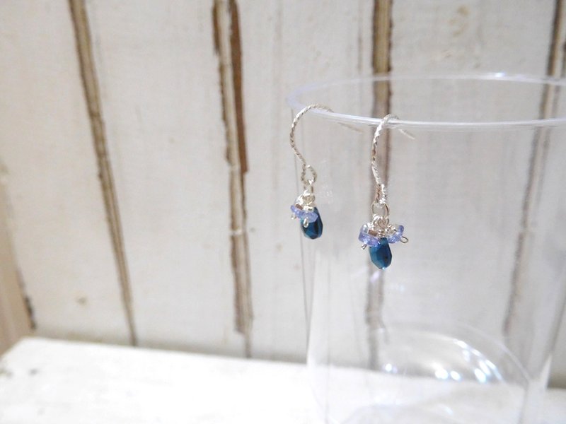 Sterling silver Stone sapphire earrings with convertible Silicone Clip-On - Earrings & Clip-ons - Other Materials 