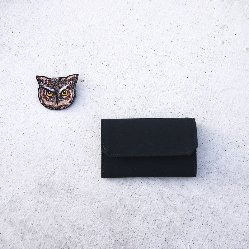 Handmade Canvas Purse-black - กระเป๋าใส่เหรียญ - ผ้าฝ้าย/ผ้าลินิน สีดำ