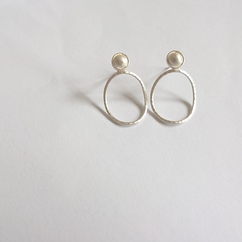 Geometric Style-Round Linear Knocked Texture-Ear Pin Earrings - Earrings & Clip-ons - Sterling Silver Silver