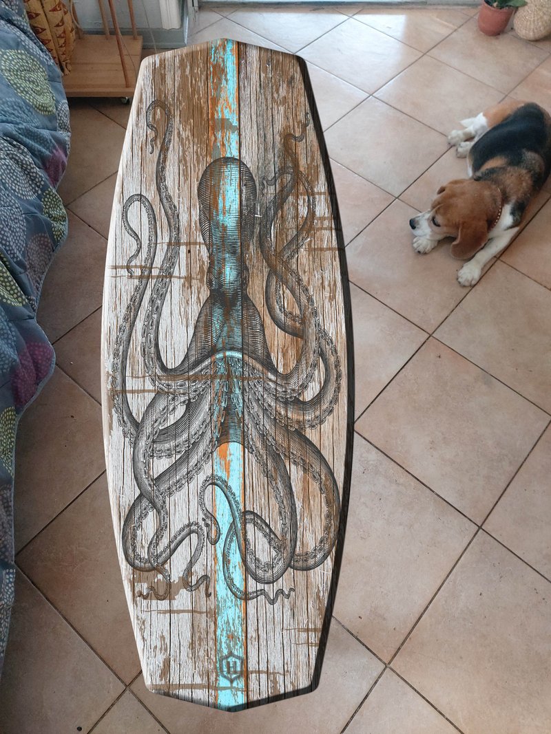 Surfing bench with octopus pattern - 其他家具 - 木頭 多色
