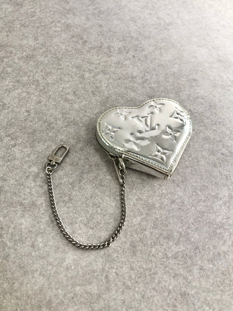 【 日本直送　名牌中古包 】LOUIS VUITTON モノグラムミロワール コインケース シルバー ハート M93566 ポルト モネ・クール cnid4w - 零錢包/小錢包 - 防水材質 銀色