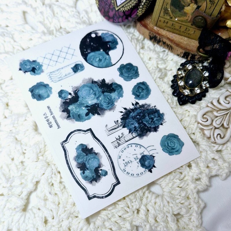 Dreamy antique rose sticker vol.02 - 紙膠帶/和紙/PET - 紙 白色
