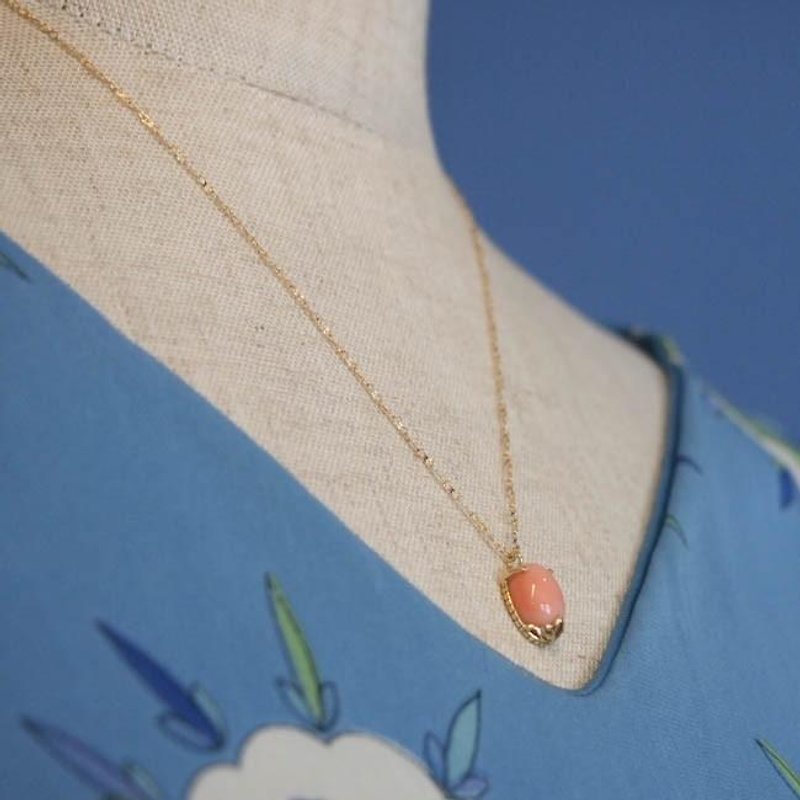 tiara K18 necklace (coral) [FN195] - สร้อยคอ - โลหะ สีทอง