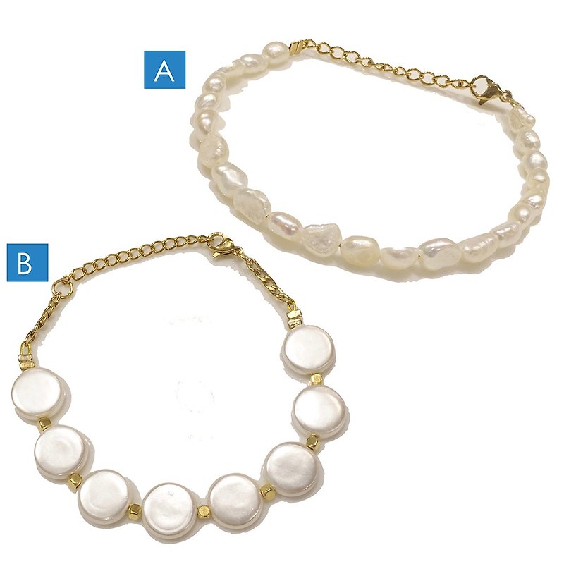 Greek designed and made natural pearl bracelet - สร้อยข้อมือ - ไข่มุก หลากหลายสี