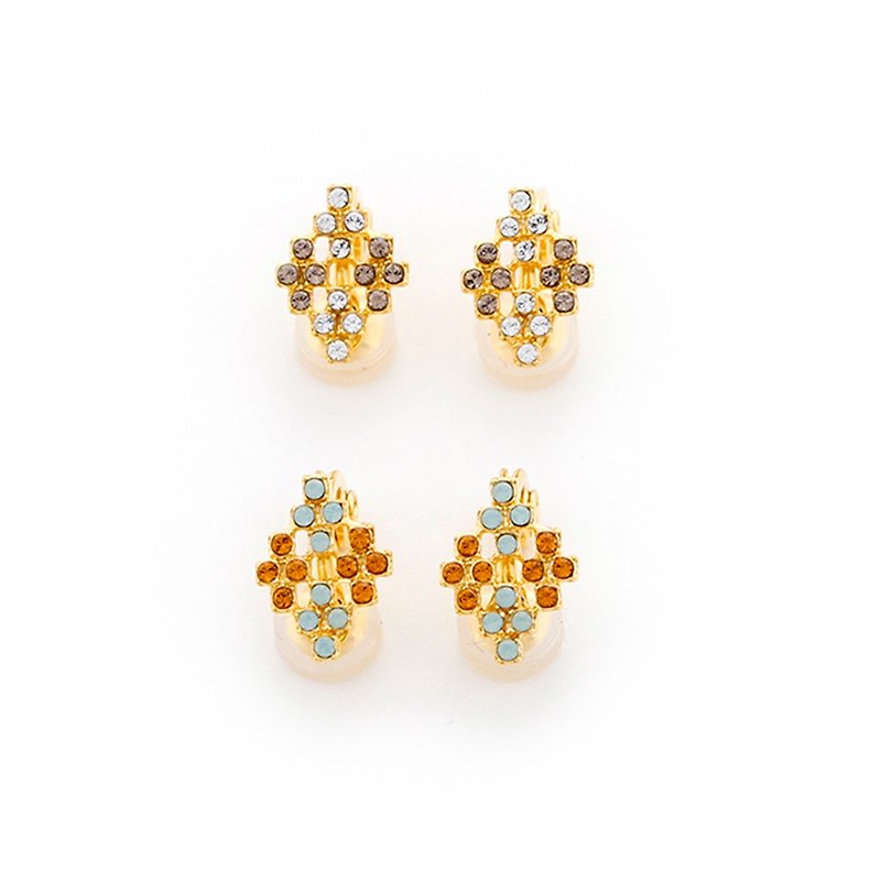 [JewCas] Air Earring Series Swarovski Crystal Diamond Air Ear Clips_JC2260 - Earrings & Clip-ons - Other Metals Gold