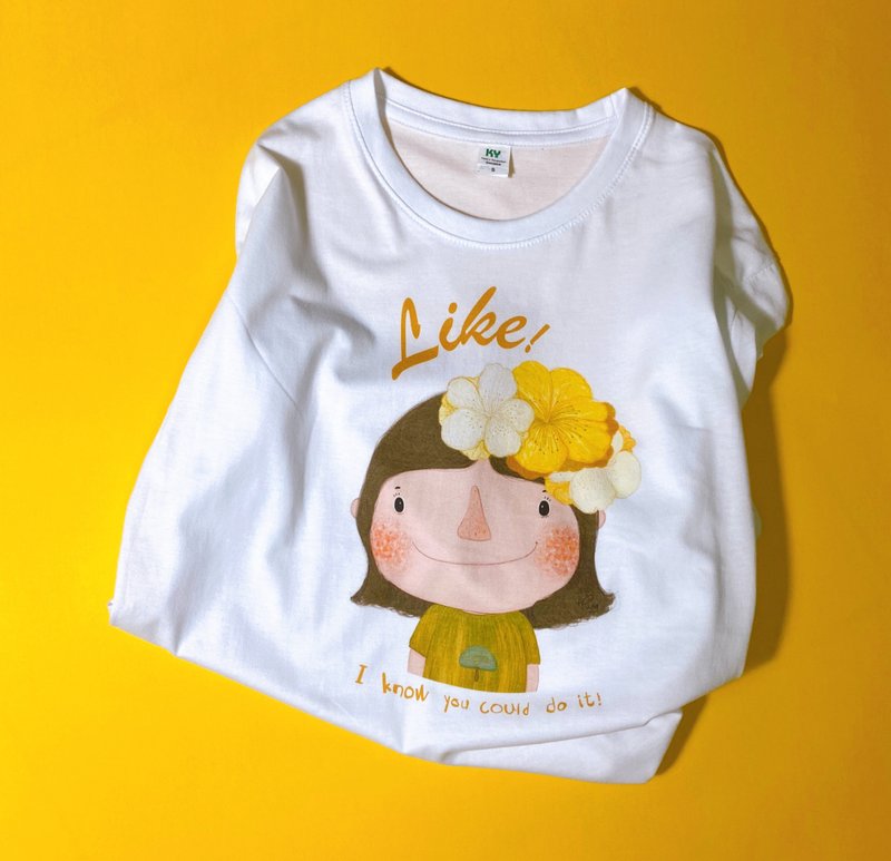 棉質短袖T-Shirt Dolly(朵力) Like! 大黃花 - 女 T 恤 - 棉．麻 白色