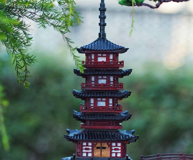 五重塔、中日館モデル、中国風サロンモデル、家と庭の装飾モードシーンの組み立て - ショップ bonsaibantung 置物 - Pinkoi