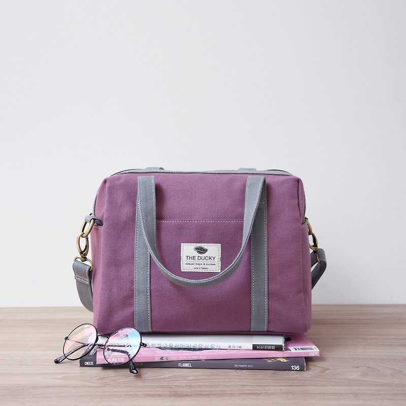 pillow bag - purple+gray(strap) - Messenger Bags & Sling Bags - Cotton & Hemp Purple
