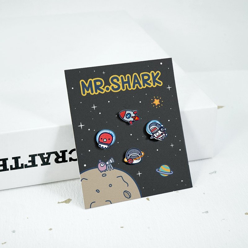 Mr. Shark Classic Series-Style Earrings Set-Space Style - ต่างหู - โลหะ หลากหลายสี