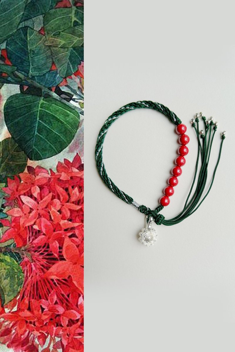 Spring and Autumn Original | Youth | High Content of Imperial Cinnabar | Fully Hand-woven Kumihimo| Auspicious Bracelet - Bracelets - Semi-Precious Stones 