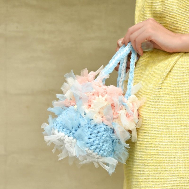 咲き編みフラワーバッグ|ラブリーパステル - 手袋/手提袋 - 其他材質 藍色