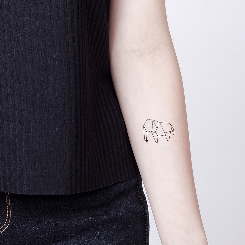 Surprise Tattoos / 摺紙大象 刺青 紋身貼紙 - 紋身貼紙 - 紙 黑色