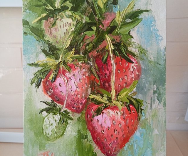 油絵 油彩 油彩画 絵 絵画 【苺の花】 油絵 油彩 油彩画 絵 絵画 【苺の花】 絵画 HR 通販 10294646