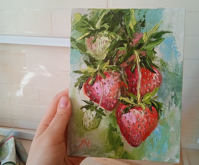 油絵 油彩 油彩画 絵 絵画 【苺の花】 【公式通販】